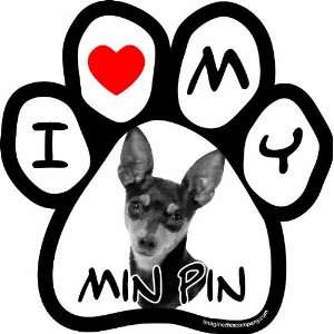   Inch by 5 1/2 Inch Car Magnet Picture Paw, Min Pin