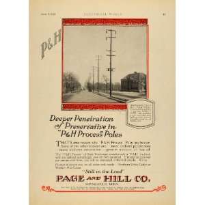 1928 Ad Page & Hill Process Western Red Cedar Poles 