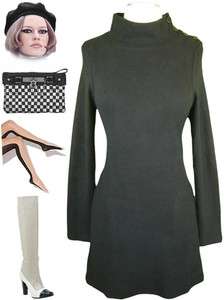   BLACK Fleecey FUZZY Cozy MOD BARBARELLA Inspired LongSlv SCOOTER Dress