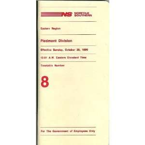  Norfolk Southern Timetable #8 Piedmont Division from 1990 