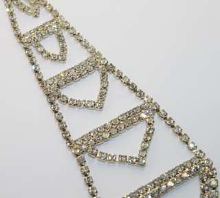 Vintage Clear Prong Set Rhinestone Tie Necklace  