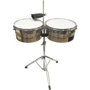  Timbales with Cowbell and Stand Musical Instruments