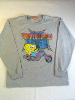 Spongebob Squarepants Gray L/S T Shirt Child Med 8/10  