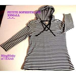 Petite Sophisticate Striped Hoodie Shirt Small Classic