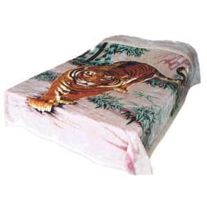 com Koyou Japanese Fiber 2ply Plush Queen Size Blanket Prowling Tiger 