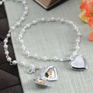  Personalized Pearl Bracelet with Locket Charm