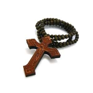  New Good wood Byzantine Cross Pendant w/Ball Chain MAPLE 
