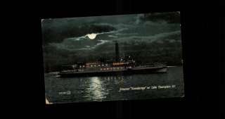 Lake Champlain NY Steamer Ticonderoga Moonlight c1910 Postcard  