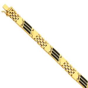  14k Black Onyx and Fancy Link Bracelet Length 8 Jewelry