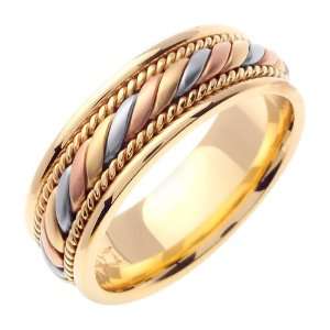  18K Tri Color Gold comfort fit candy cane Braided Womens 