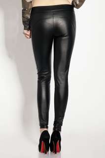 Black Faux Leather Stretchy Skinny Pant US Sz 4~14 492B  