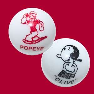 Two Vintage Character Marbles ~ Popeye and Olive Oil  