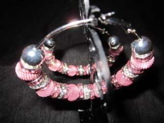 NEW Basketball Wives Poparazzi Bling Hoops Pink Mesh Fashion Jewelry 