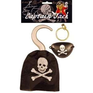  Pirate Hook, Eye Patch, Earing Kids Costume Accessory Pack 
