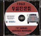 1963 Dodge Truck Repair Shop Manual on CD 63 Pickup Pow