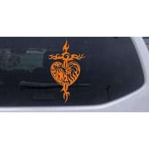Orange 40in X 23.3in    Tribal Heart and Cross Car Window Wall Laptop 