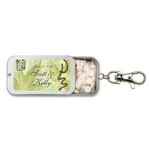 Baby Keepsake Asian Leaf Motif Personalized Key Chain Mint Tin Favors 