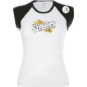  Pittsburgh Steelers Womens White/Black Game Paint Cropped 