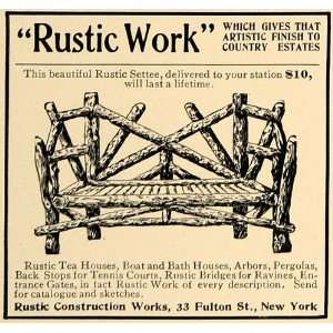  1909 Ad Rustic Construction Works Settee Pricing NY 