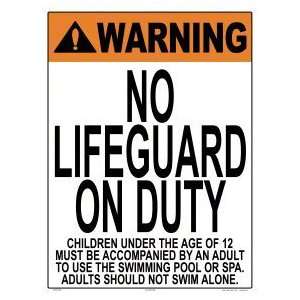 Warning No Lifeguard Sign 1004Wa1824E