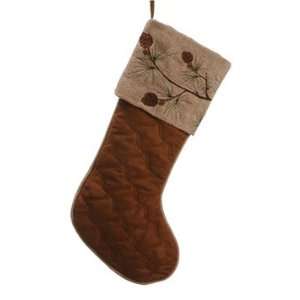  22 In the Birches Brown Embroidered Pine Cone Christmas 