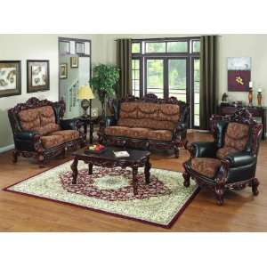 Yuan Tai Empire Dark Brown 3 Pc Living Room Set Sofa, Loveseat, Chair