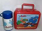 Aladdin`Plastic Red Lunchbox & Blue Cup Thermos`CooL Lo