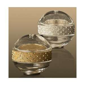   Crystals on Gold Band Salt & Pepper Shakers Set of 2