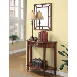  3pc Entry Way Console Table, Mirror and lamp Set in Warm 
