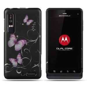 Black Purple Butterfly Motorola Droid 3 Rubber Touch Premium Design 