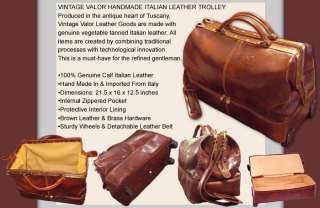 VINTAGE VALOR ITALIAN LEATHER WHEELED TRAVEL BAG DUFFEL TROLLEY 