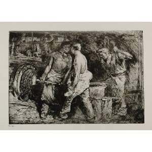  1912 Print Blacksmith Shop Anvil Hammer Frank Brangwyn 