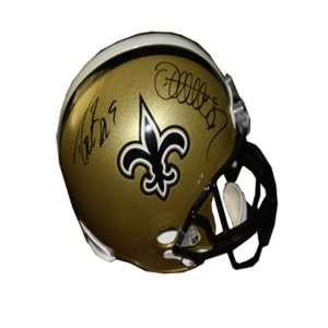    Drew Brees and Joe Horn Autographed Helmet 