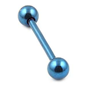  316L Steel Blue Tongue Barbell   14g x 16.5mm Jewelry
