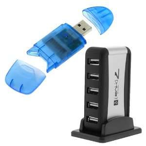  GTMax Vertical Stand High Speed USB 2.0 7 Port Hub + Blue USB 