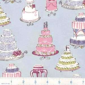  45 Wide Life is Sweet Wedding Cakes Lt. Blue Fabric By 