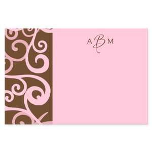  Pink Scroll Side Monogram Thank You Note Thank You Notes 