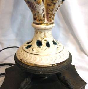 Vintage Capodimonte Table Lamp Cherubs, Babies Pierced  