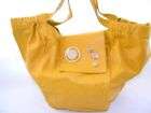 Gustto Estiva Large Leather Travel Shopper Tote Bag Yellow