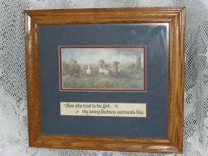 Oak Framed CHISTIAN BIBLE VERSE country scene PICTURE  