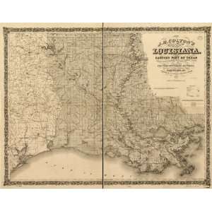 1863 Map Louisiana and eastern part of Texas