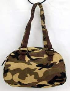 Brown Camouflage Purse Skull Canvas Tote Star Satchel Carryall 