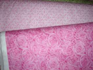 Chic Rose Garden Tea Teacup Fabric Pink Quilting 1 yd  