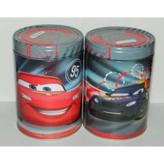   Cars 2 ONE Large Round Illustrated Tin Coin Bank Style A, NEW UNUSED