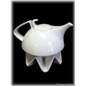   Large Modern White Teapot Tea Pot and Candle Warmer