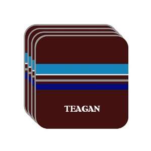 Personal Name Gift   TEAGAN Set of 4 Mini Mousepad Coasters (blue 