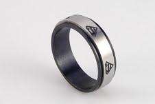 Stainless steel Black shiny Superman spinning ring