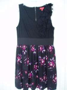 Elle Tank Dress Skirt Small Black Purple Floral Print  