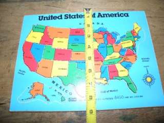 Vintage Wooden USA United States Map Jigsaw Puzzle in good used 