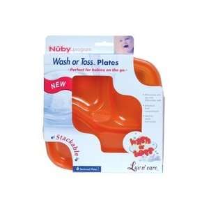  6 Nuby Wash or Toss Plates BPA FREE Baby